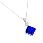 wholesale sterling silver blue cz square pendant