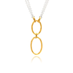 sterling silver gold plated two open dangling circle necklace