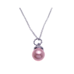 wholesale sterling silver cz and pink pearl pendant necklace