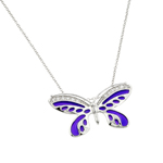wholesale sterling silver purple enamel butterfly cz inlay necklace