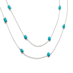 wholesale sterling silver 2 row strand turquoise pendant necklace