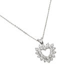 wholesale sterling silver cz outline open heart pendant necklace