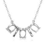 wholesale sterling silver 3 mountings with 2 bars necklace