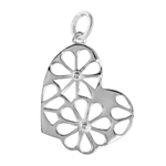 sterling silver heart shaped floral cutout pendant