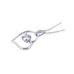 sterling silver open heart small center cz necklace