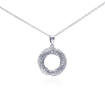 sterling silver open circle cz dangling necklace