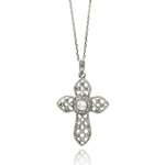 wholesale sterling silver net cross cz necklace