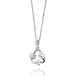 wholesale sterling silver open twisted circle cz necklace