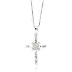 wholesale sterling silver cross cz necklace