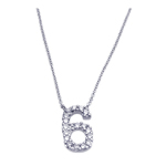wholesale sterling silver cz number 6 pendant necklace