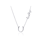 wholesale sterling silver cz lucky horseshoe pendant necklace