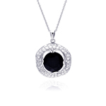 wholesale sterling silver cz and onyx pendant necklace