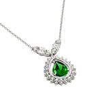 wholesale sterling silver green cz drop shape pendant necklace