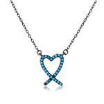sterling silver black rhodium open heart turquoise necklace