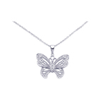 sterling silver open butterfly cz necklace