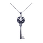 sterling silver black rhodium key cz dangling necklace