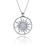 sterling silver round tribal design pendant necklace