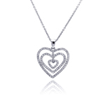 sterling silver graduated heart pendant necklace