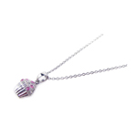 wholesale 925 sterling silver and pink cz cupcake pendant necklace
