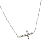 wholesale sterling silver sideways cross with pearls necklace