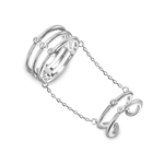 wholesale 925 Sterling Silver Rhodium Finish 2 Rings In 1 Attached On A Chain