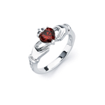 wholesale 925 Sterling Silver Rhodium Finish Red Heart Claddagh Ring