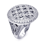 wholesale 925 Sterling Silver Rhodium Finish CZ Cross Cluster Ring