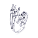 wholesale 925 Sterling Silver Rhodium Finish CZ Double Row Ring