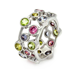 wholesale 925 Sterling Silver Rhodium Finish Multi Color CZ Eternity Ring