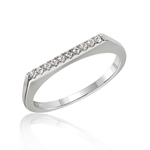 wholesale 925 Sterling Silver Rhodium Finish Stackable Flat Top CZ Ring