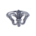 wholesale 925 Sterling Silver Rhodium Finish CZ Fleur De Lis Ring