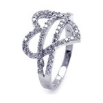 wholesale 925 Sterling Silver Rhodium Finish Pave Set CZ Open Heart Ring