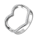wholesale 925 Sterling Silver Rhodium Finish Wide Open Heart Ring
