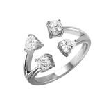 wholesale 925 Sterling Silver Rhodium Finish 4 Ends Open Ring with CZ Accents Caps