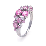 wholesale 925 Sterling Silver Rhodium Finish Multi Shaped Pink CZ Ring