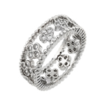 wholesale 925 Sterling Silver Rhodium Finish Eternity Rope 4 CZ Cluster Ring