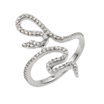 wholesale 925 Sterling Silver Rhodium Finish CZ Snake Ring