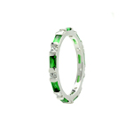 wholesale 925 Sterling Silver Rhodium Finish Green CZ Stackable Eternity Ring