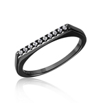 wholesale 925 Sterling Silver Black Rhodium Finish Stackable Flat Top CZ Ring