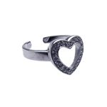 wholesale 925 Sterling Silver Rhodium Finish Open Heart Toe Ring