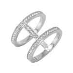 wholesale 925 Sterling Silver Rhodium Finish Twin Connected Bands