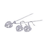 wholesale 925 sterling silver heart crest hook earring & dangling necklace set