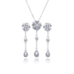 wholesale 925 sterling silver teardrop flower dangling stud earring & dangling necklace set