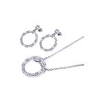 wholesale 925 sterling silver open circle dangling earring & necklace set