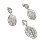 wholesale 925 sterling silver micro pave oval dangling stud earring & dangling necklace set