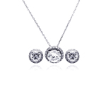 wholesale 925 sterling silver round circle stud earring & necklace set