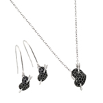 wholesale 925 sterling silver black heart arrow hook earring & necklace set