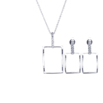 wholesale 925 sterling silver open square dangling stud earring & necklace set