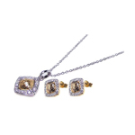 wholesale 925 sterling silver gold & rhodium plated square inlay stud earring & necklace set