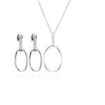 wholesale 925 sterling silver open oval dangling stud earring & necklace set